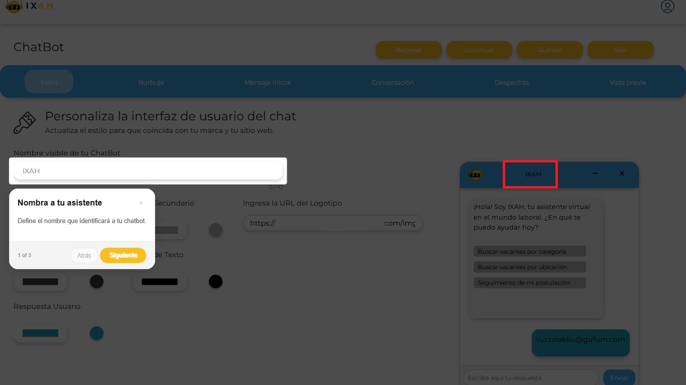 Nombre del chatbot