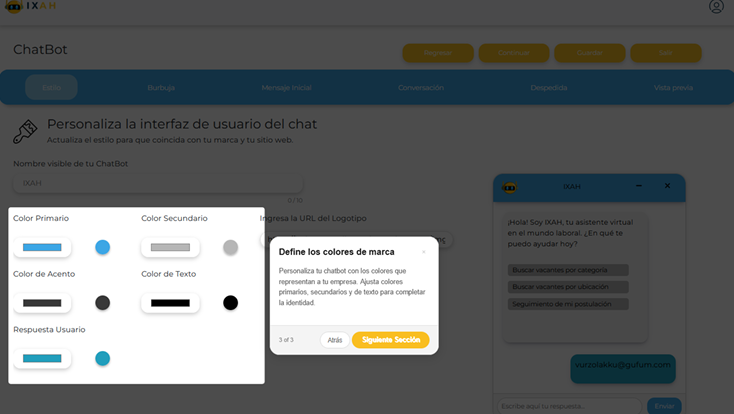 Colores del chatbot
